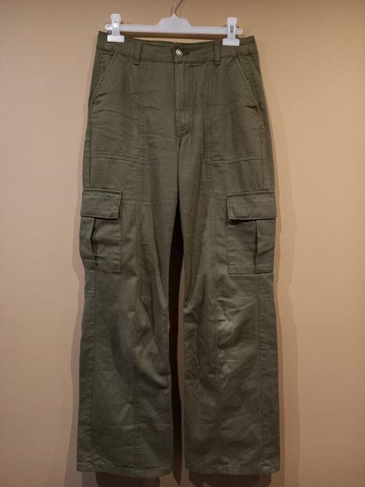 Zielone khaki spodnie cargo damskie