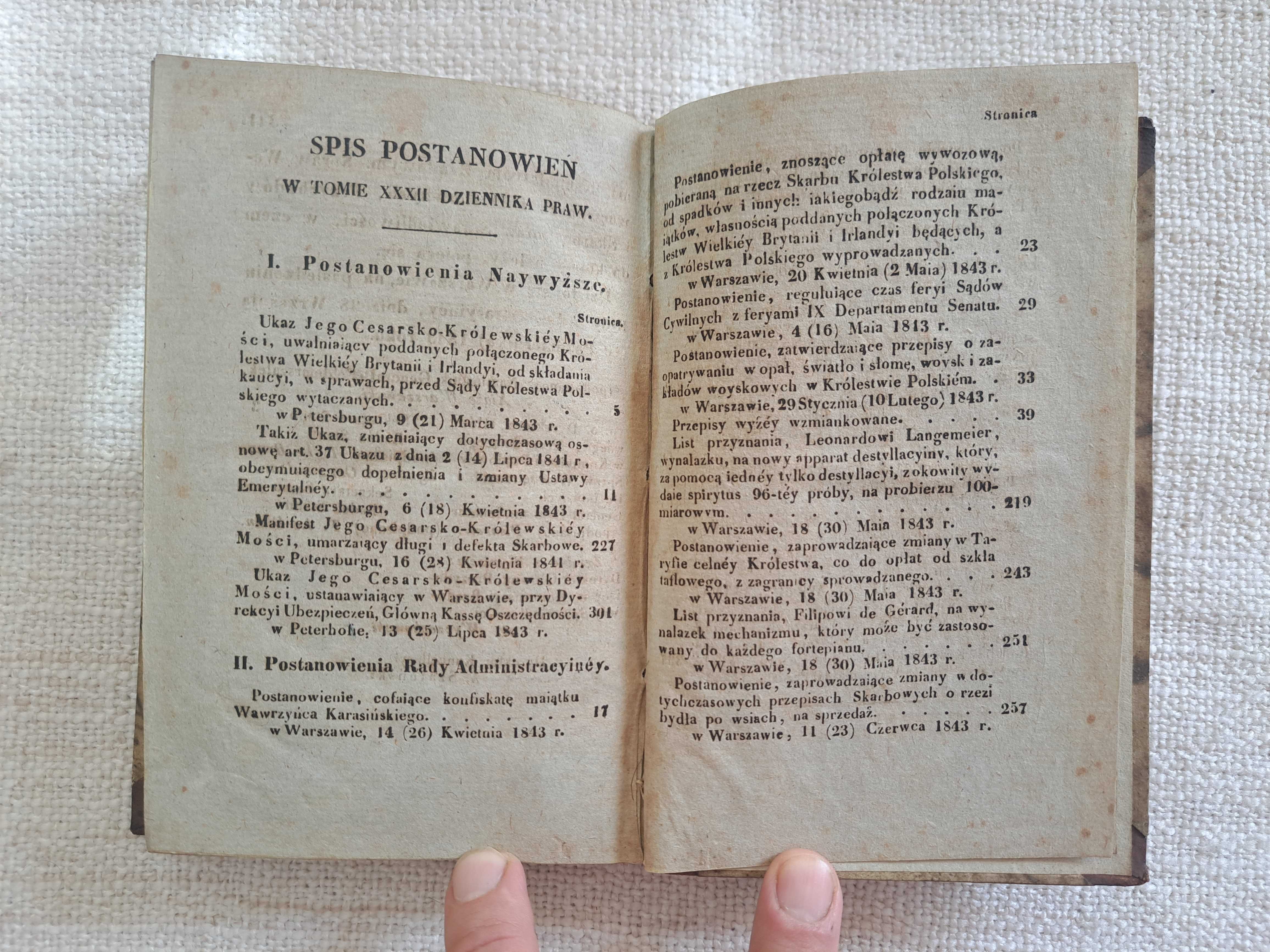 1843 rok. Dziennik Praw Królestwa Polskiego. Tom XXXII