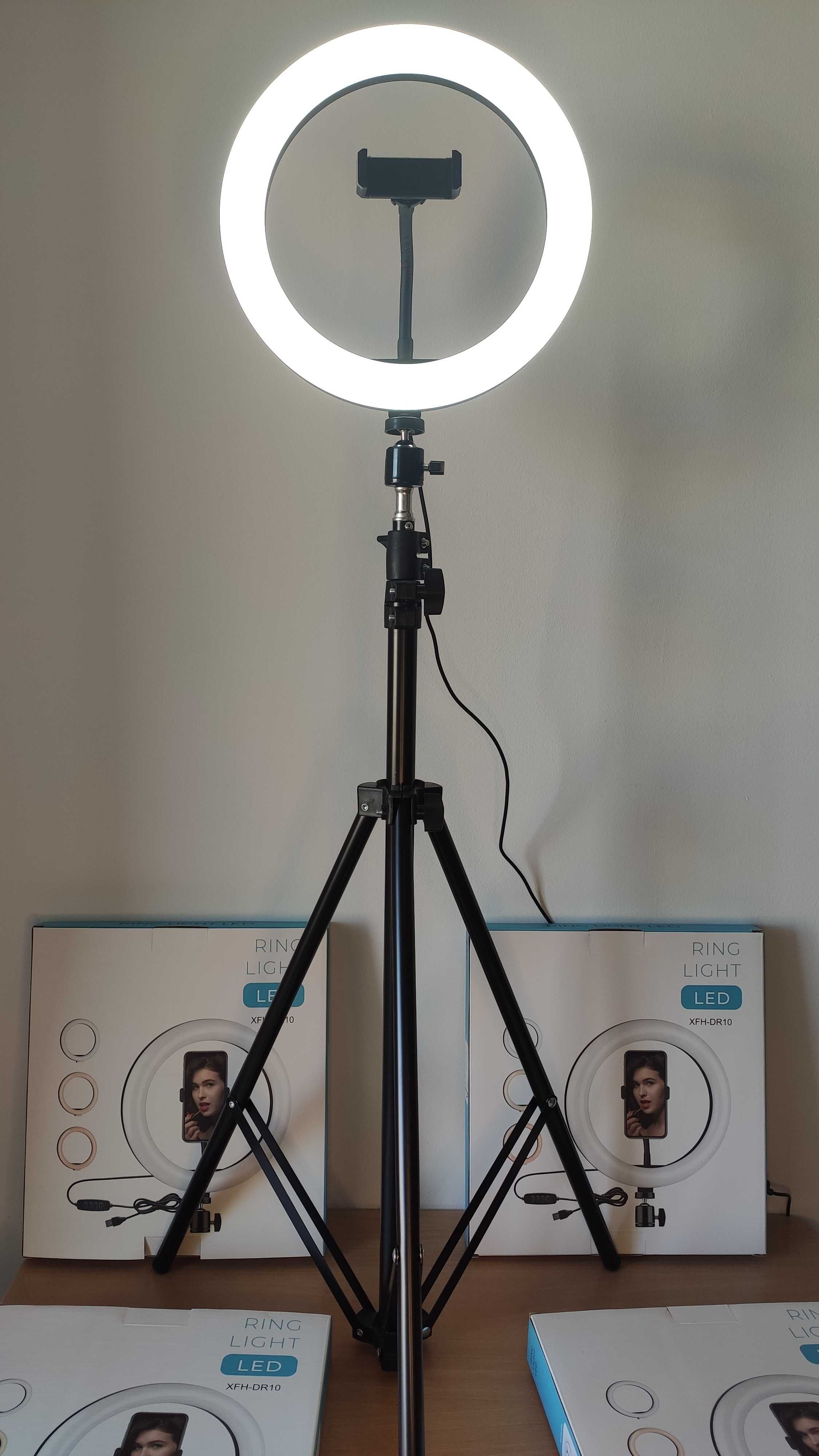 Ring Light com Tripé Extensível Até 210 cm e Anel 26 cm