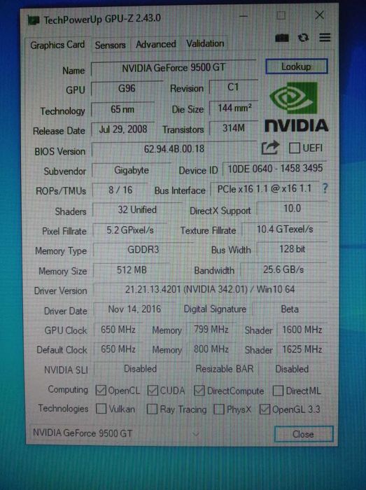 Продам видеокарту GF 9500 GT