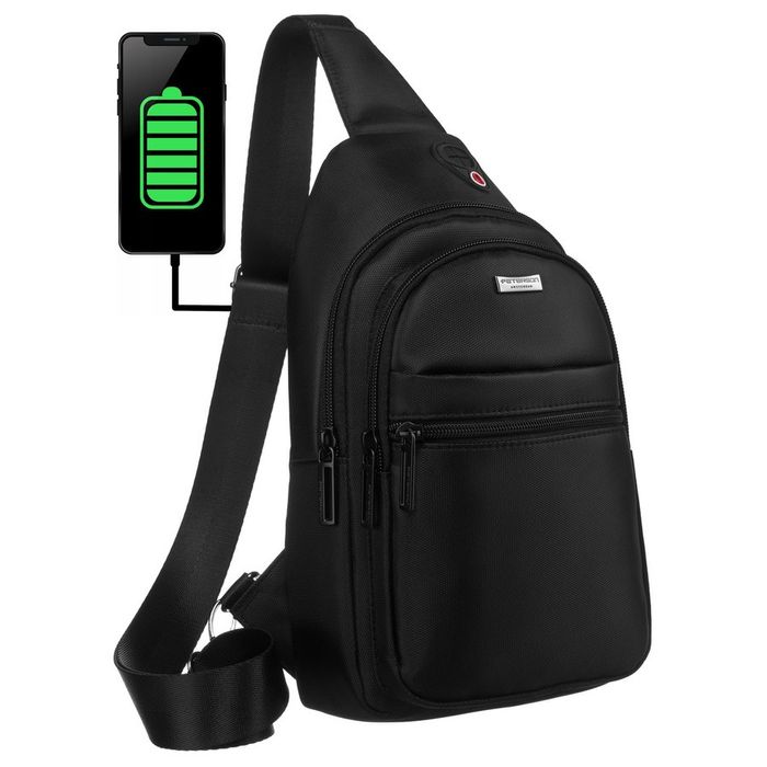 saszetka męska-plecaczek na ramię z portem usb - peterson