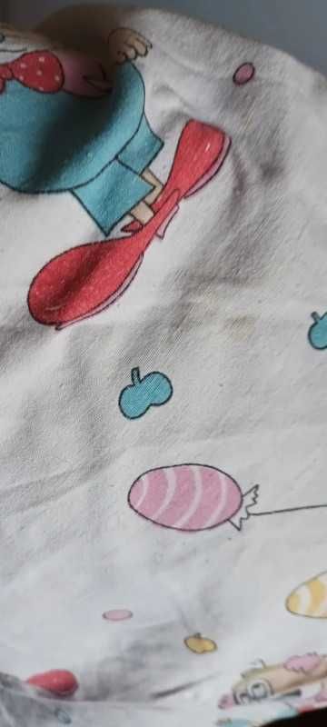 Tkanina bawełniana pościelowa wzór klauny lata 90/ handmade