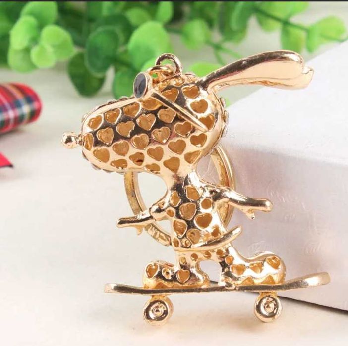 Porta-chaves "Snoopy" em Metal Dourado - Novo