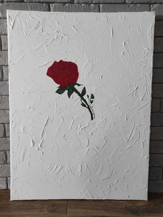 Obraz Kochaj więcej Strukturalny Malowany Farbami Akrylowymi