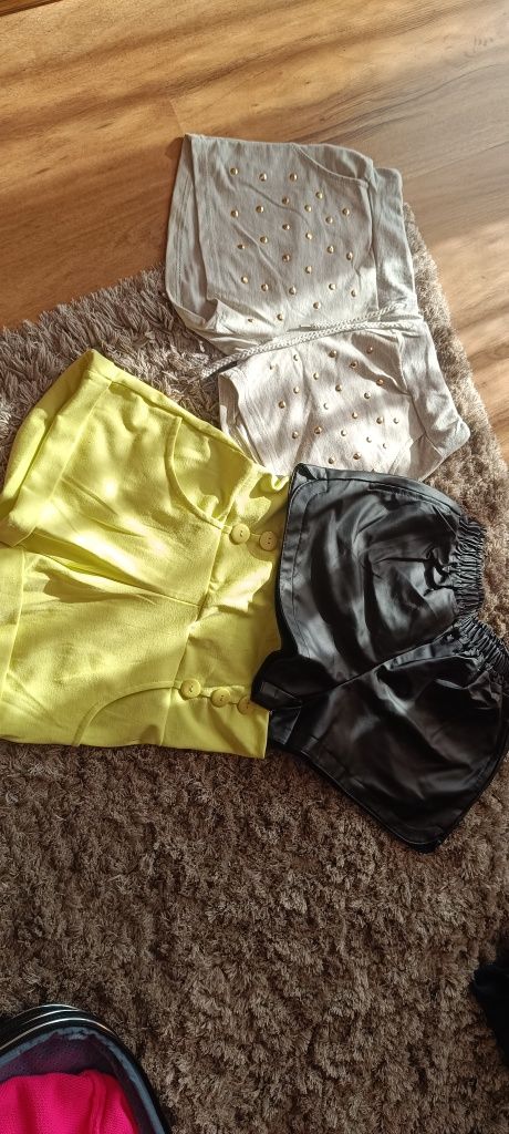 Nowe spodenki eko skóra, neon i bawełna 36/38 NOWE