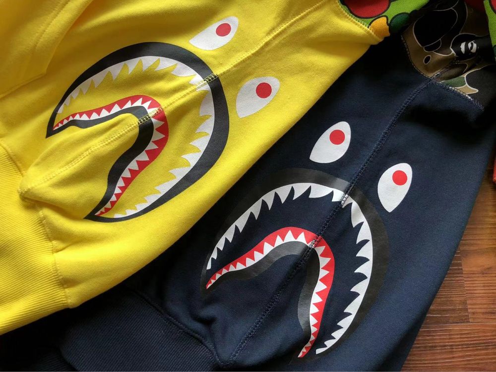 Bluza Bape A Bathing Ape Shark Żółta/Czarna Z Kapturem