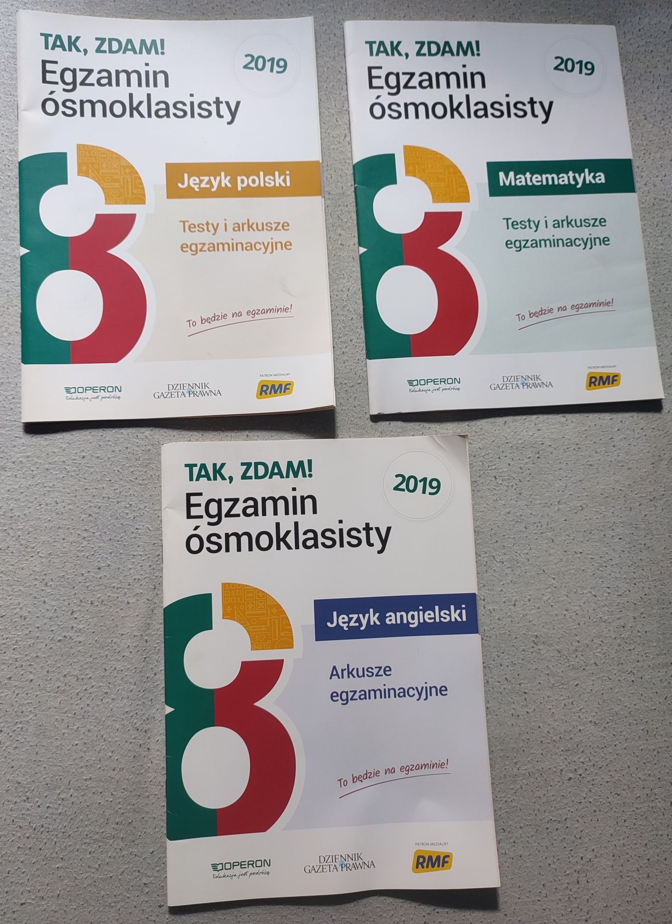 Komplet 3x „TAK, ZDAM! Egzamin ósmoklasisty” (testy, arkusze)