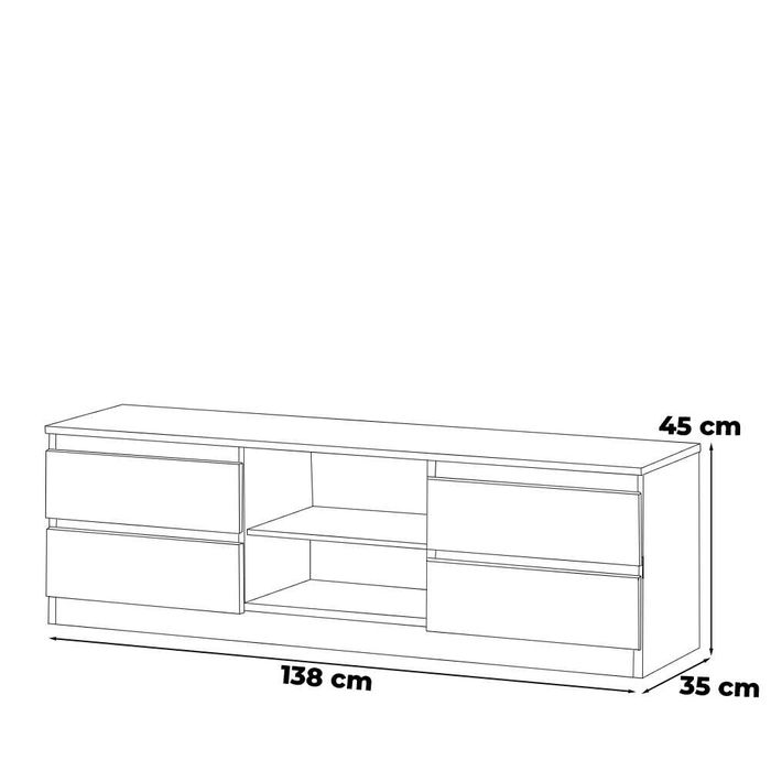 Szafka Pod Telewizor RTV Nowoczesna Quattro 138cm 4 Szuflady Szeroka