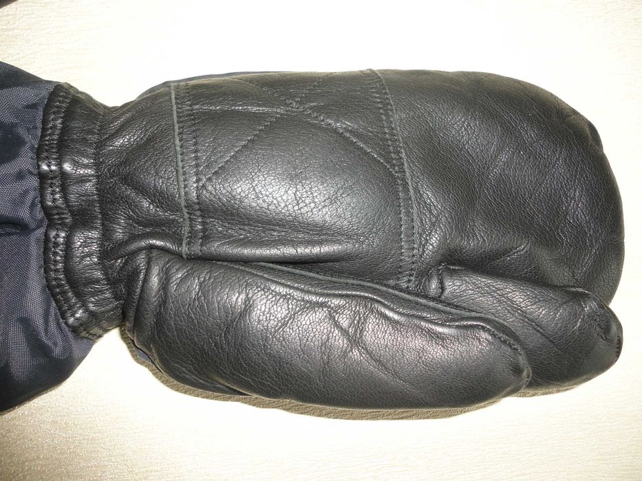 Перчатки трехпалые, на меху, кожа