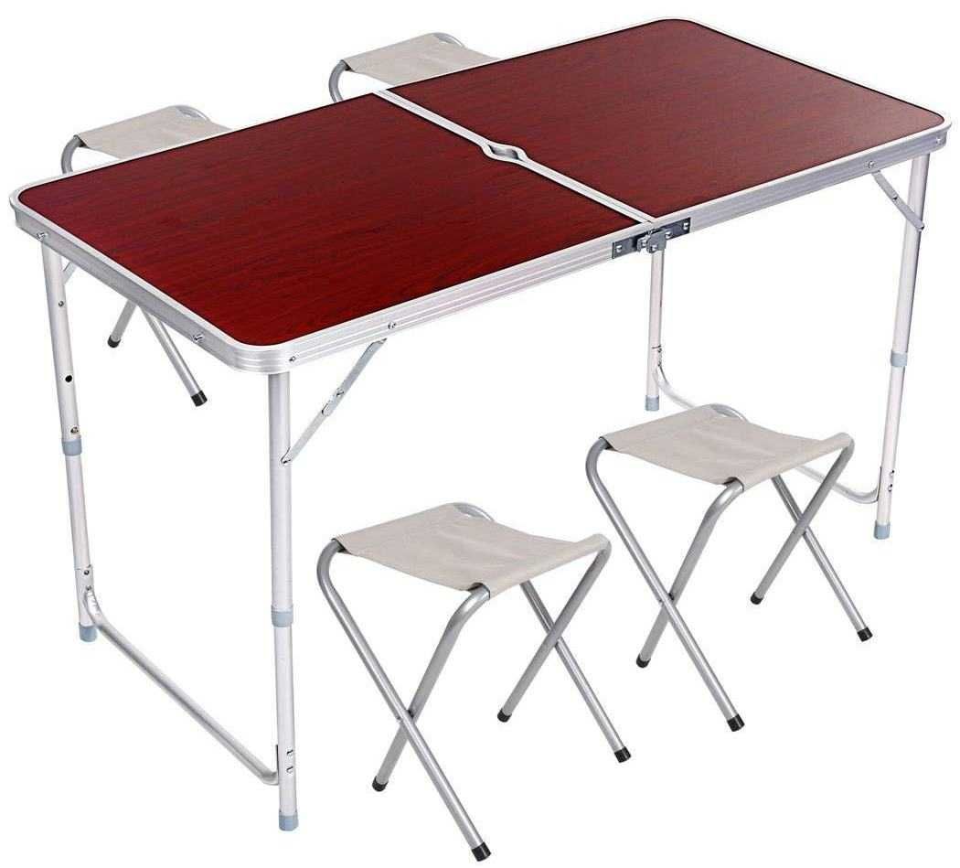 Стол для пикника раскладной с 4 стульями Folding Table коричневый