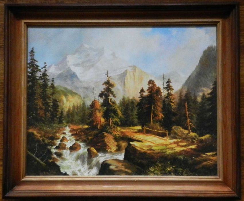 Nowy foto obraz w drewnianej ramie, widok krajobraz 58,5x48,5 cm