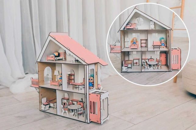 Домик кукол С набором мебели Лифт + балкон - Lol для маленьких ляльок