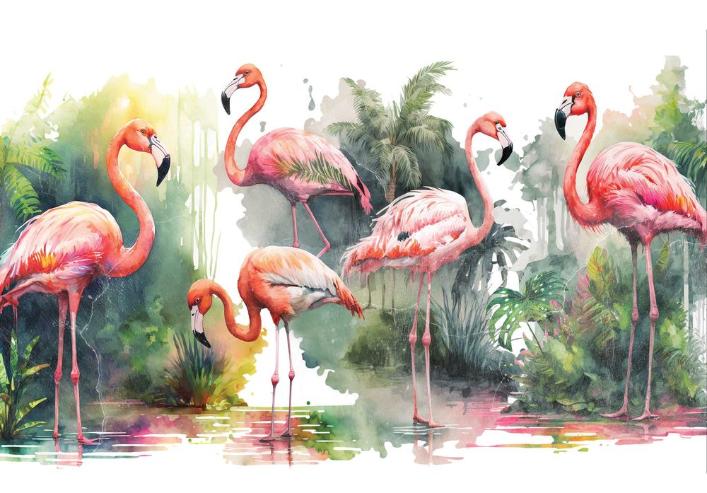Fototapeta Flamingi Natura Ptaki Do Pokoju 3D Na Twój Rozmiar + KLEJ