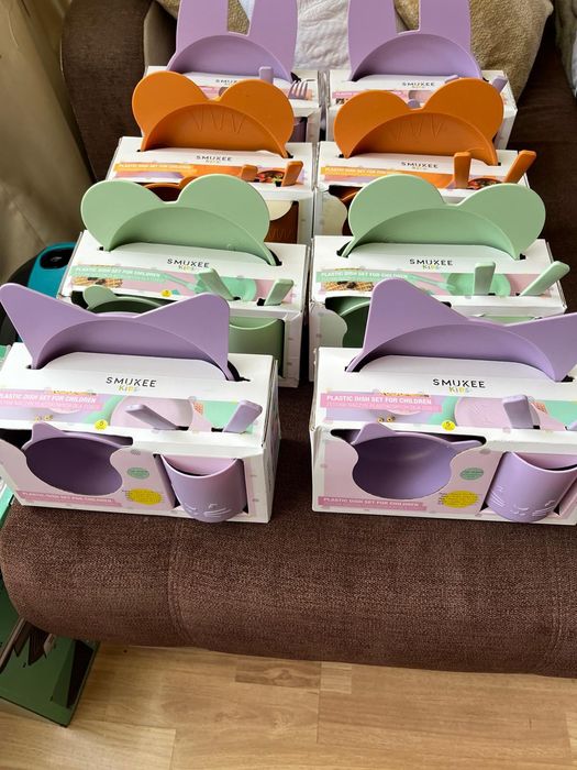 Zestaw plastikowych naczyń dla dzieci smukee królik fioletowy