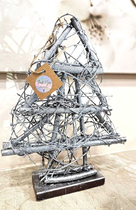 Choinka, ozdoba świąteczna z drewna, brokatowa, oryginalna 28cm NOWA