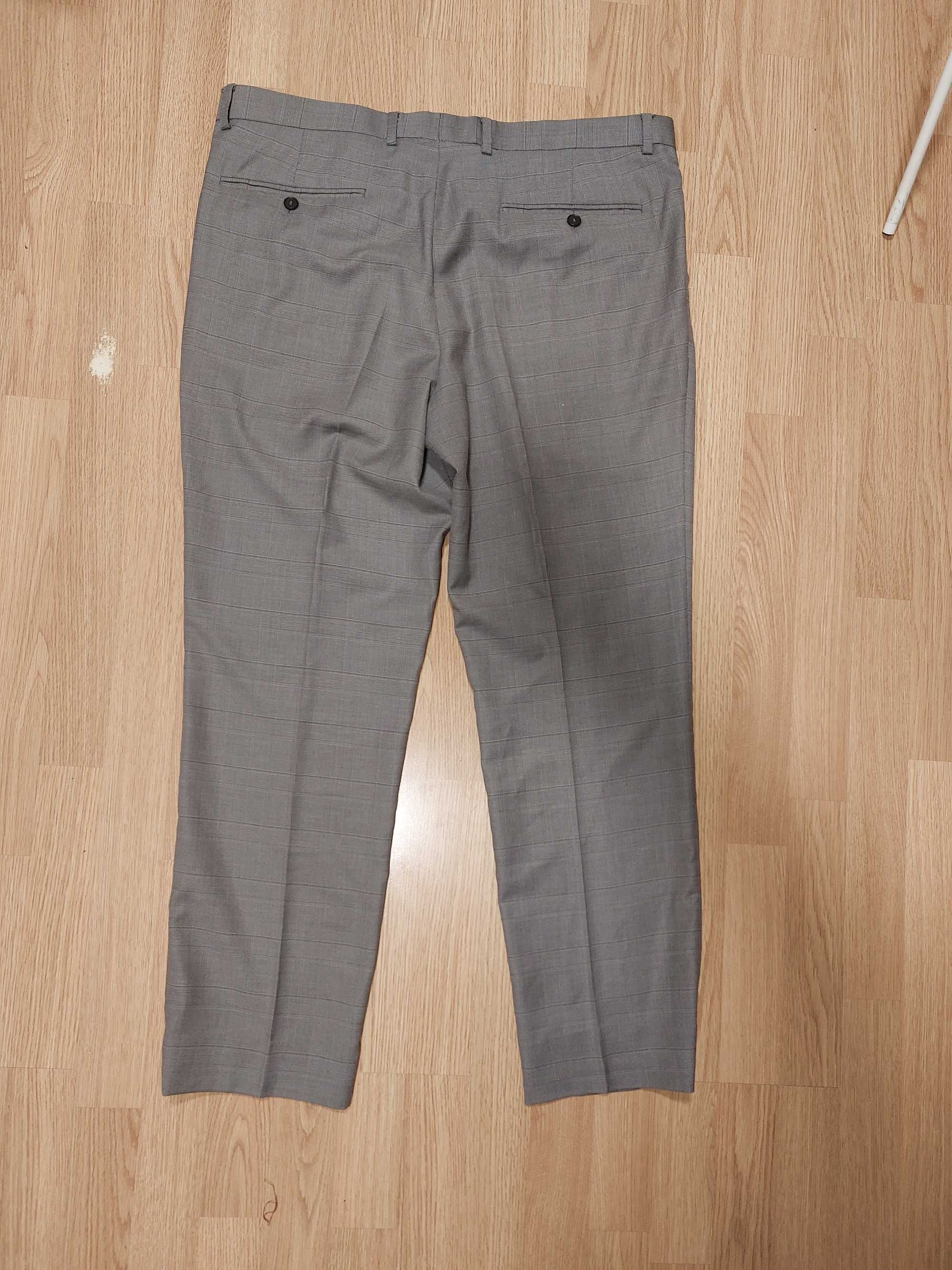 Spodnie Reserved klasyczne męskie szare w kratkę