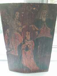 Старинная икона Коронование Пресвятой Богородицы