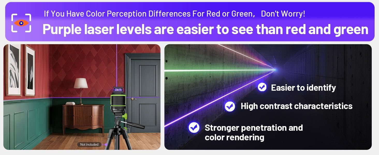 Новинка! Huepar D011CP Лазерний рівень,Purple laser