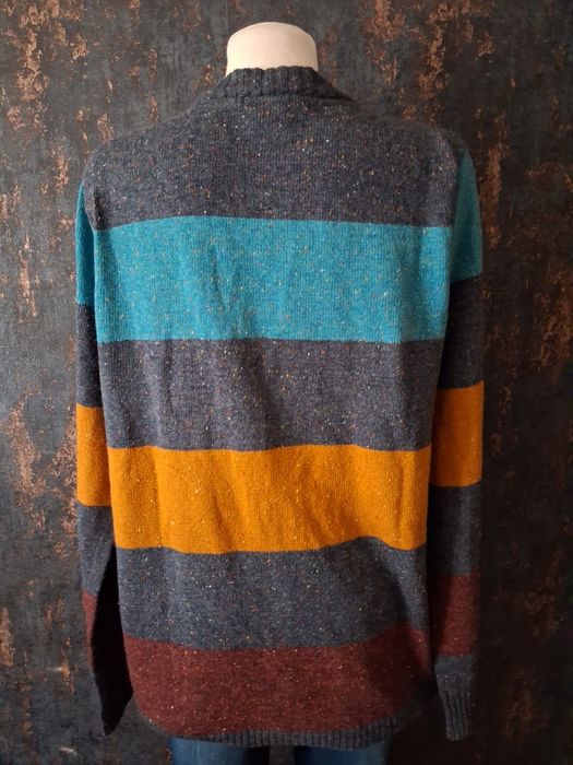 Dłuższy męski kardigan w kolorowe paski rozmiar L