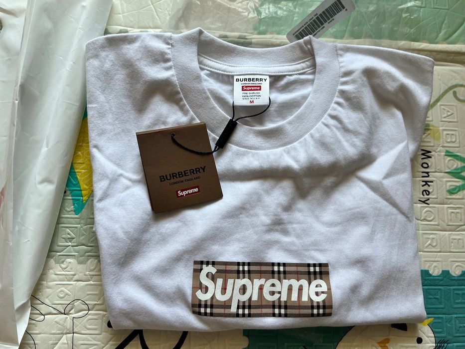 Koszulka Supreme x Burberry box logo biała Mka
