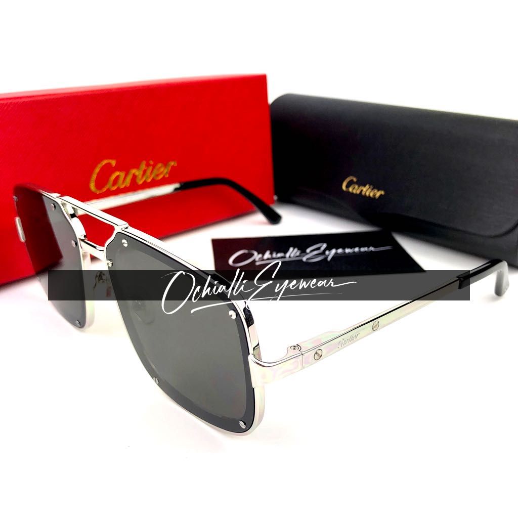 Okulary przeciwsłoneczne Cartier Santos de Cartier z pudełkiem