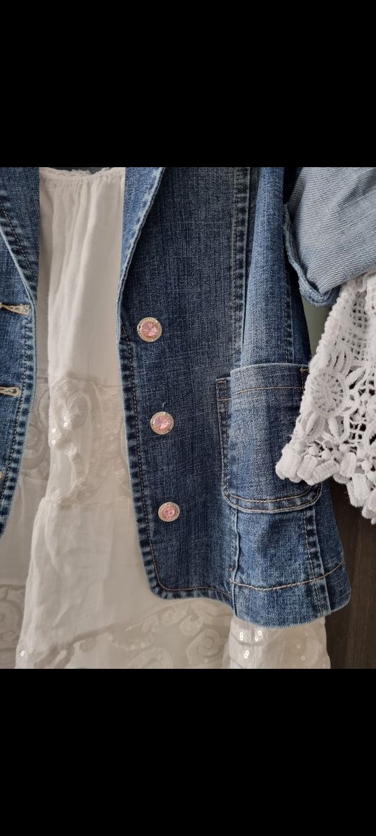 Marynarka kamizelka damska elegancka dziewczęca jeansowa