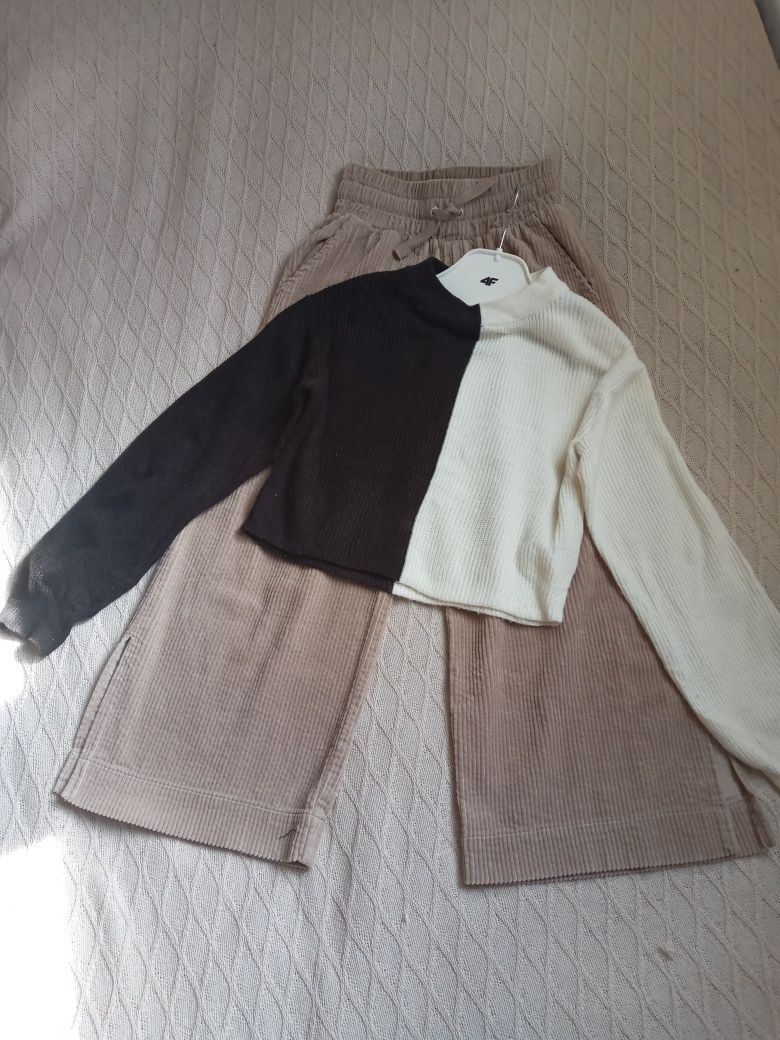 H&M r.140 czarno-biały owersizowy sweter