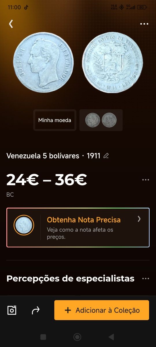 Moedas antigas Venezuela