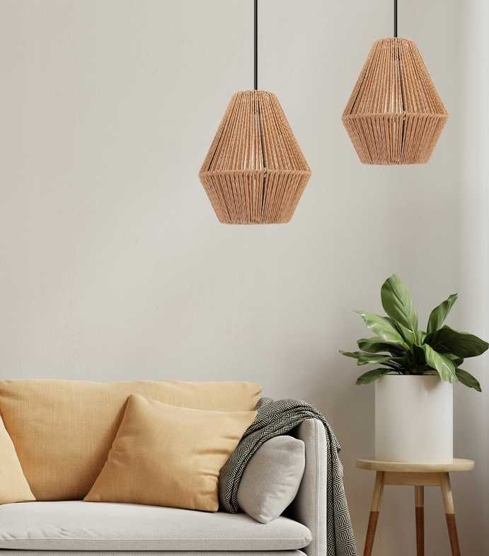 LAMPA sufitowa wisząca NATURAL BOHO sznurek JUTOWY