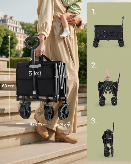 Wózek ogrodowy składany przenośny na zakupy pojemnik na kółkach