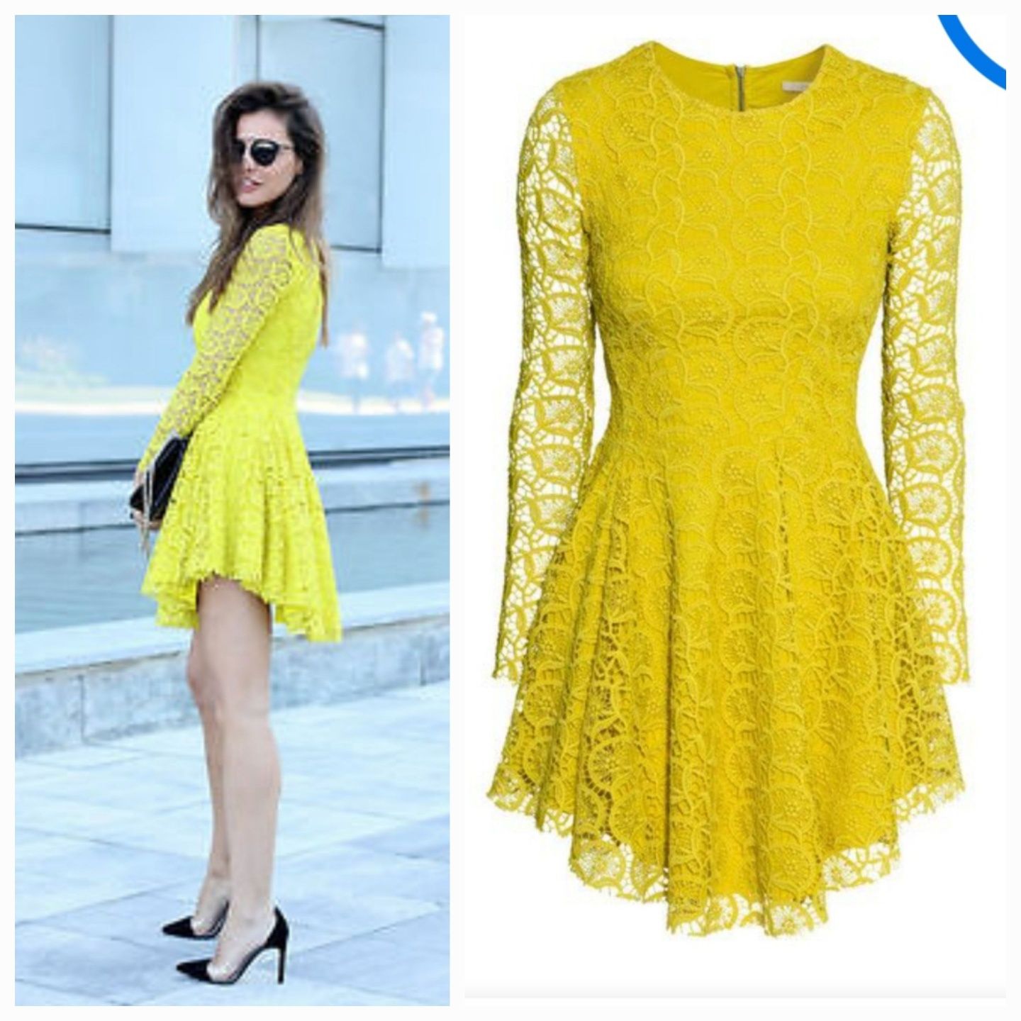 Sukienka h&m koronka gipiura limonka wesele xs s