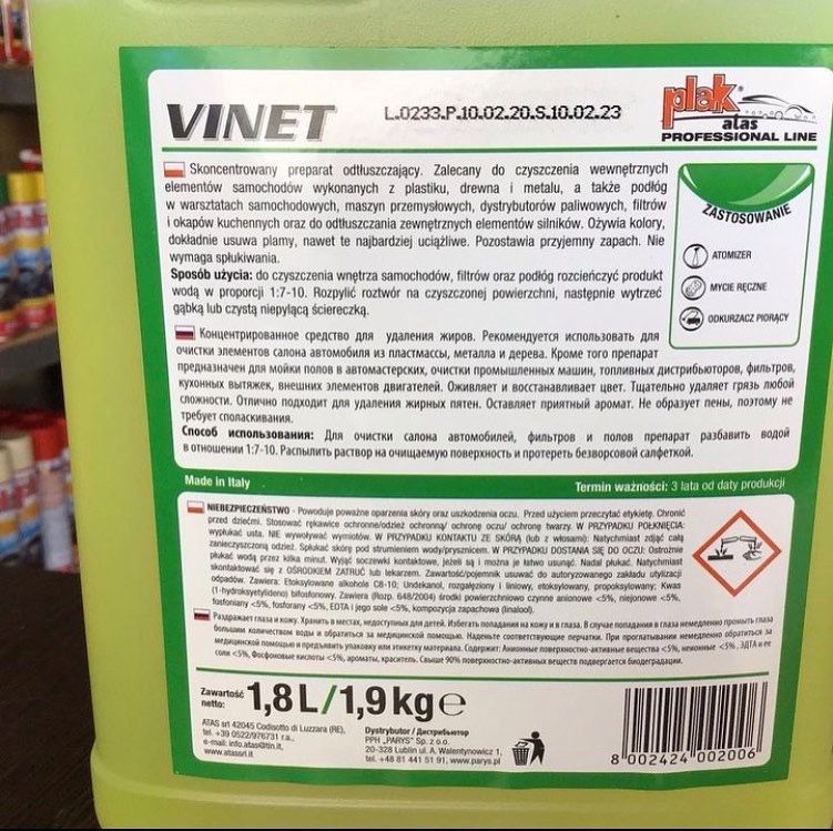 Vinet засіб для чистки пластику