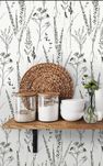 Tapeta Herbal Meadow Natura biało-czarna winylowa na flizelinie