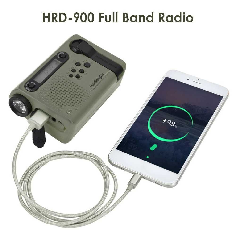 HRD900 Радіо Power Bank Ліхтарик Ручний генератор на сонячних батареях