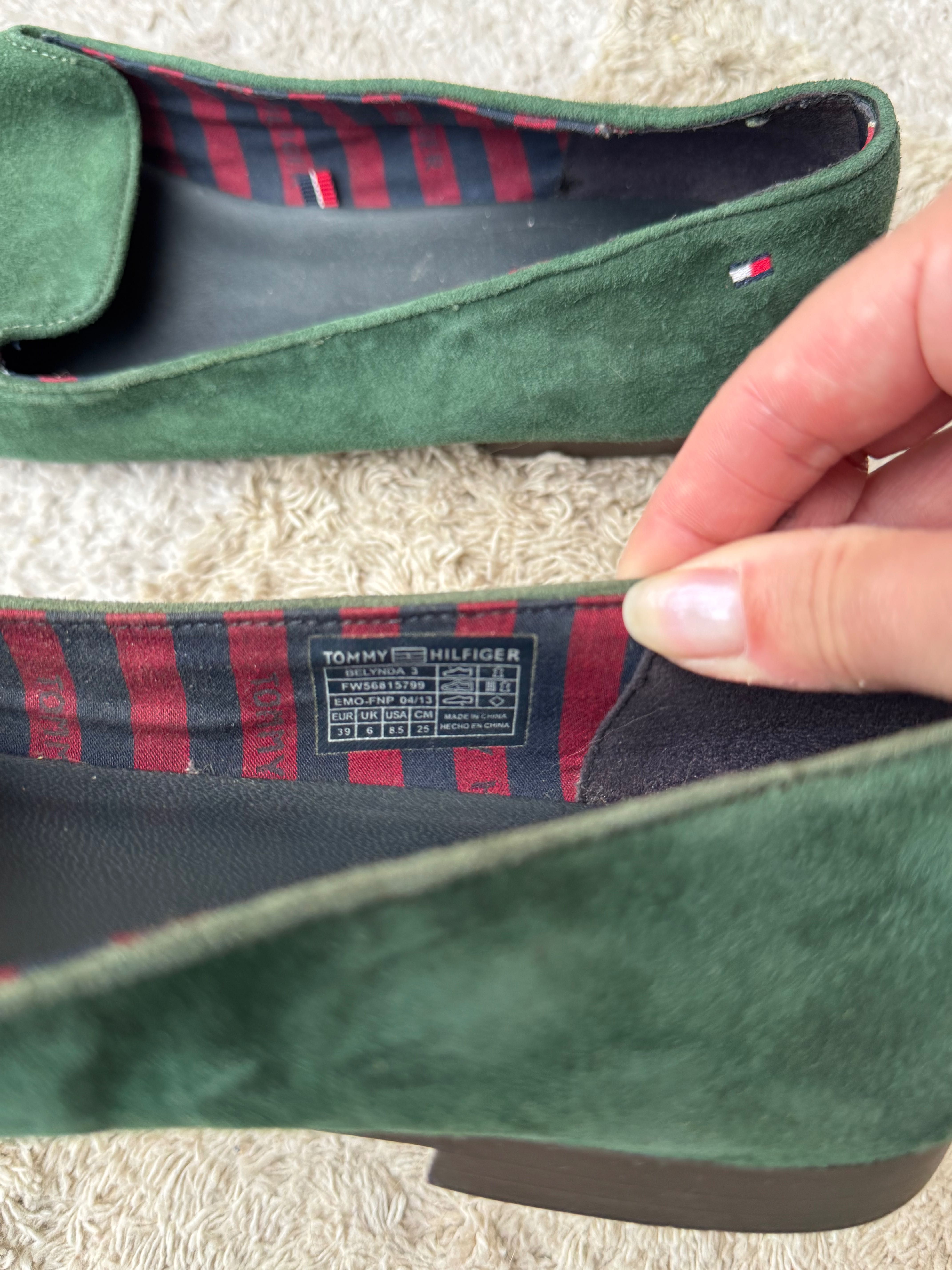 Lordsy zielone baleriny Tommy Hilfiger