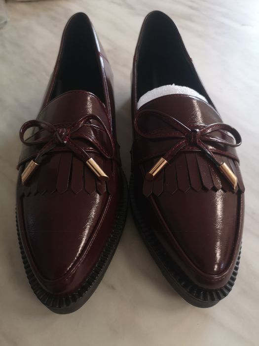 Mokasyny bordowe damskie