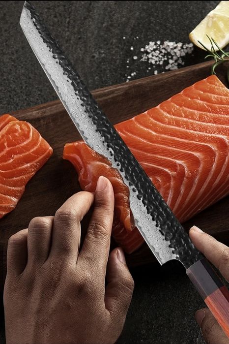 Японський ніж дамаск ручної роботи,для суші,сашимі,янагіба,філе/суши.