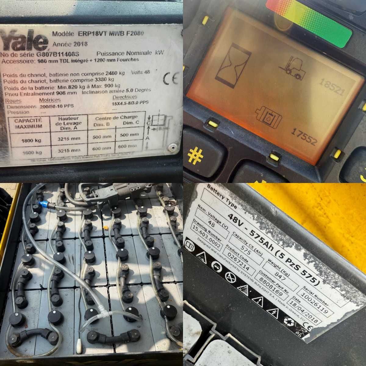 wózek widłowy elektryczny YALE ERP18VT wolny skok przesuw 2018r 1800kg