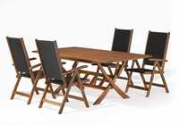 Meble ogrodowe drewniane z eukaliptusa stół składany 4 krzesła, zestaw