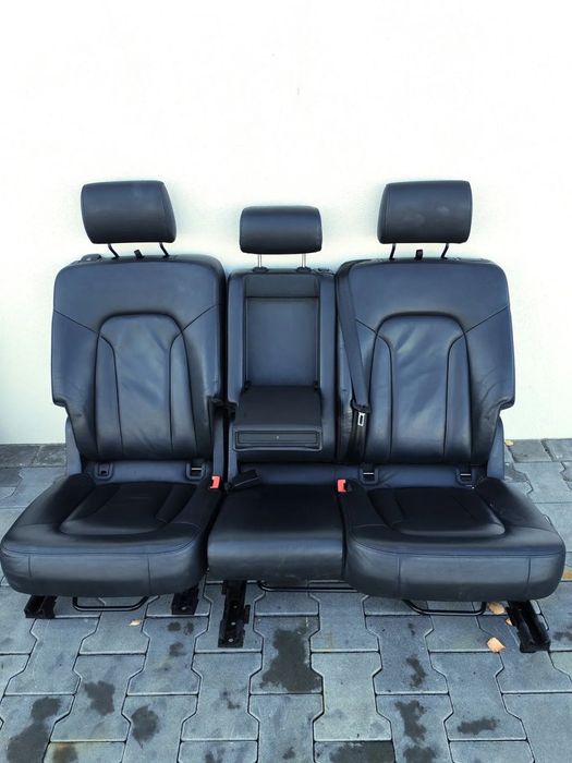AUDI Q7 4L 05-15R FOTELE TYLNE KANAPA DRUGI RZAD CZARNA SKORA 7 OSOB