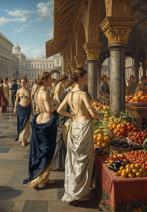 Obraz na płótnie - cykl "Na Targu" - wielkość 75cm x 108cm