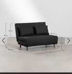 Sofa rozkładana 2-osobowa z tkaniny Elen SKLUM 120x192cm czarna