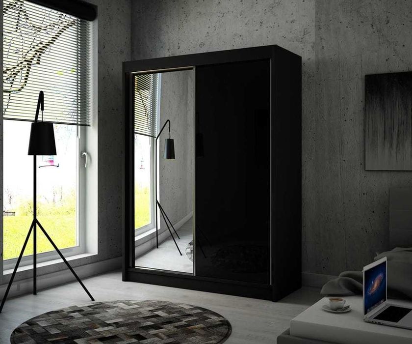 Szafa przesuwna w połysku z lustrem 200 cm szafa garderoba do pokoju