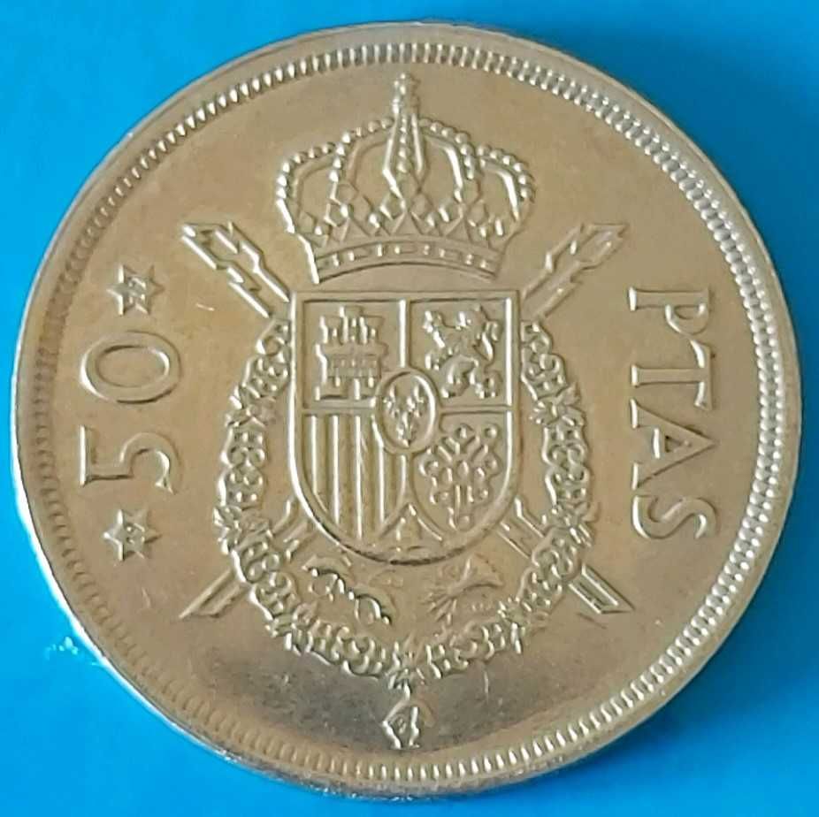 50 Pesetas de 1975 com *79* na estrela, Espanha, Rei Juan Carlos I