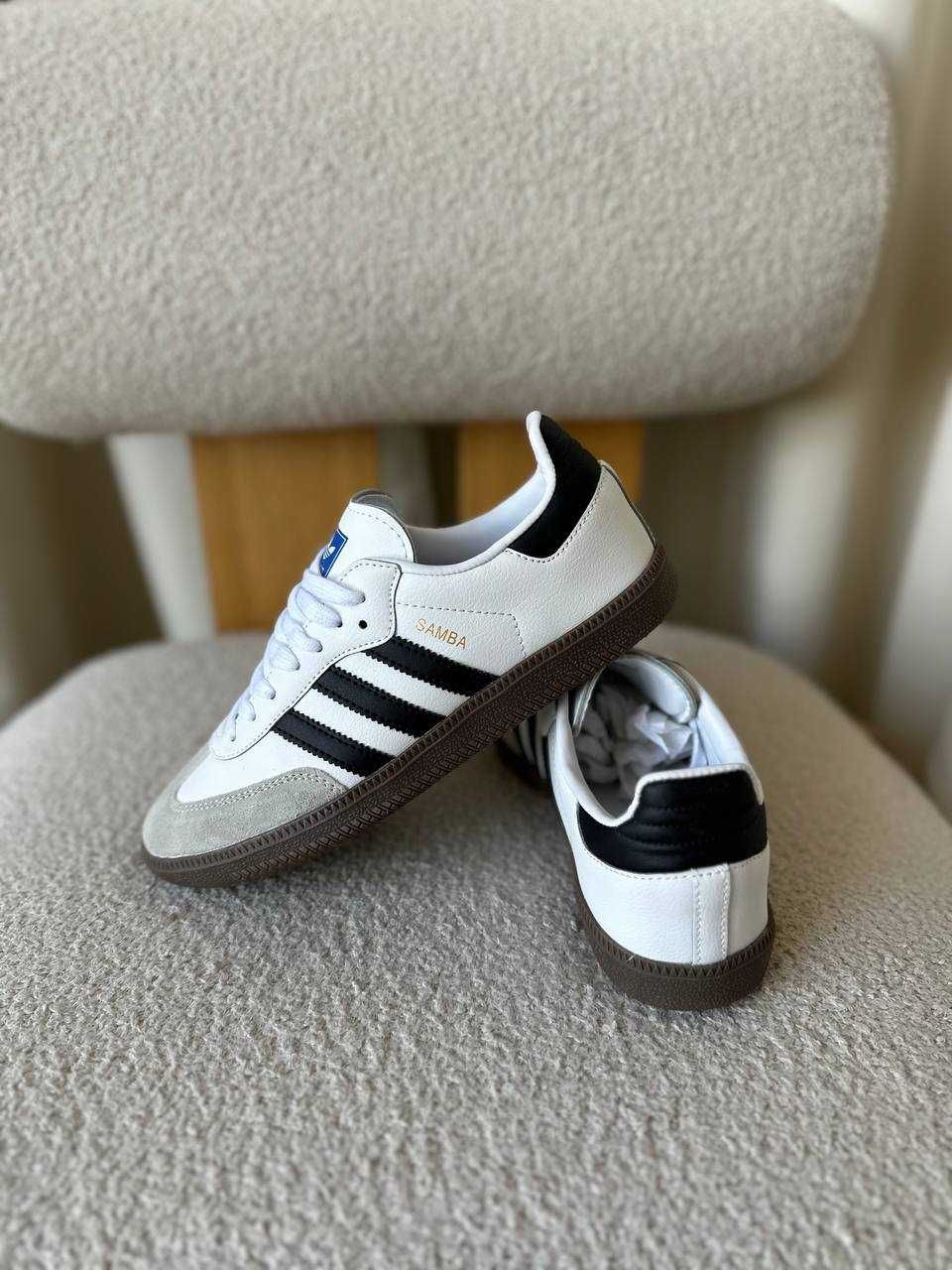 Жіночі кросівки Adidas Samba OG білий з чорним сірим 0627 ХІТ