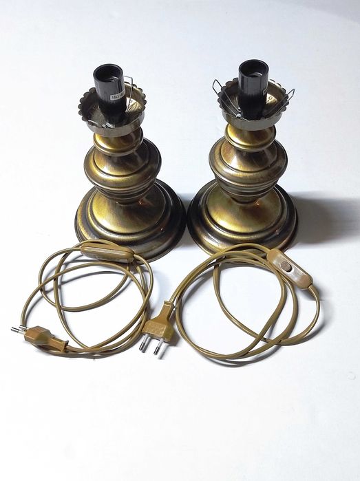 Par candeeiros latão mesa cabeceira E-14 (sem abajour)