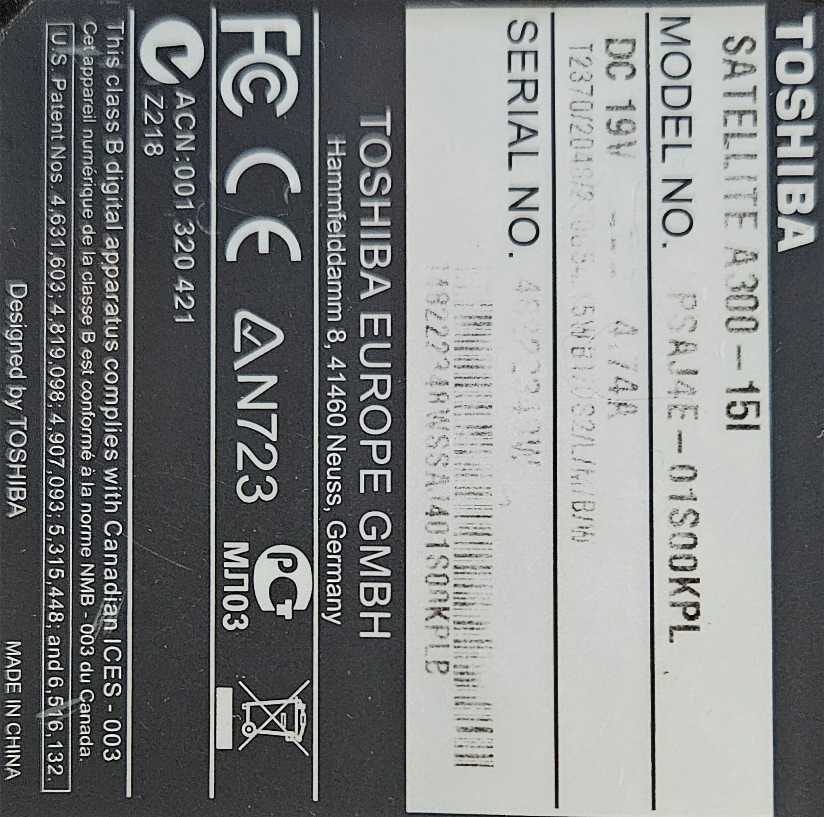Toshiba A300-15l