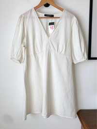 Sukienka biała nowa bawełna i len, 44 Primark