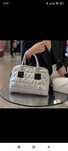 Pikowana srebrna silver puffer torebka shopper