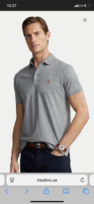 Polo Ralph сіра футболка поло